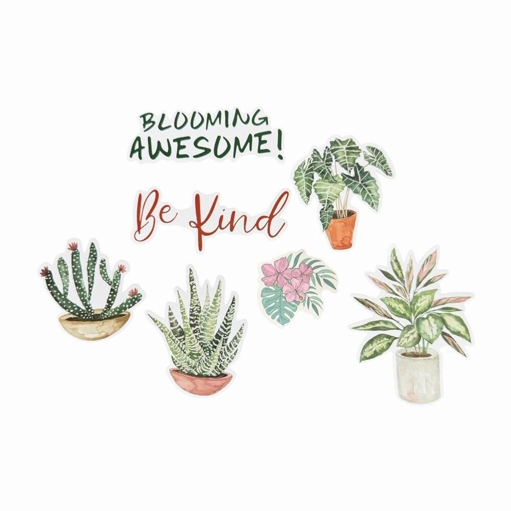 Botanical Scrapbook Craft Lot Cactus Succulent Tropical Plant Stickers Die Cuts - Picture 4 of 9